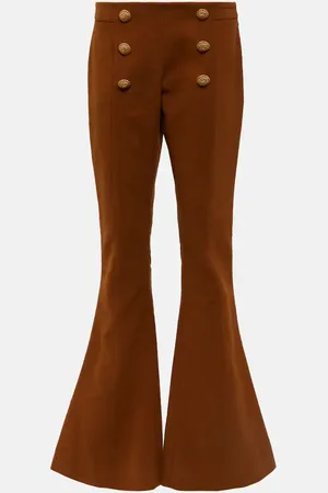 Balmain Pantalon évasé à taille basse en coton