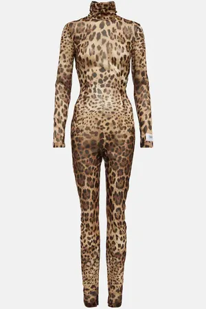 Dolce & Gabbana X Kim – Combi-pantalon en soie mélangée à motif léopard