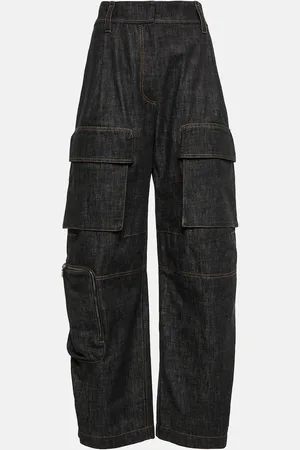 Brunello Cucinelli Pantalon cargo à taille haute en jean