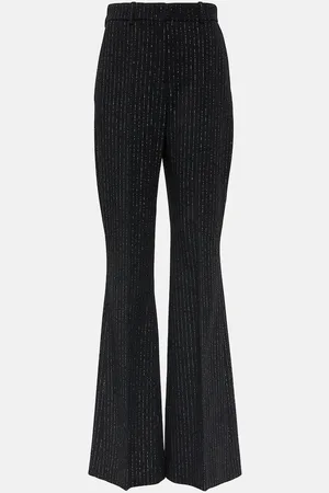 Balmain Pantalon évasé rayé en laine mélangée
