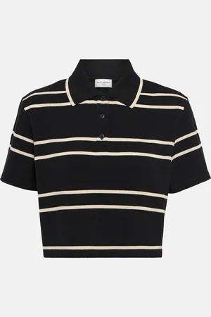 Saint Laurent Polo raccourci rayé en coton