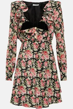 Alessandra Rich Robe en soie à fleurs