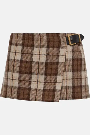 Miu Miu Mini-jupe en laine mélangée à carreaux
