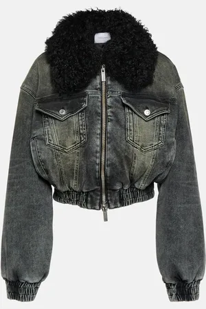 BLUMARINE Veste en jean et fourrure synthétique