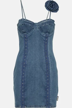 ROTATE Robe en jean à fleurs