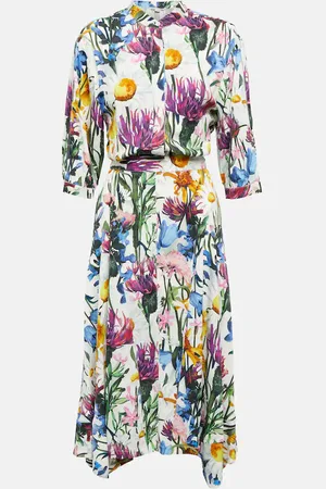 Stella McCartney Robe midi en satin à fleurs