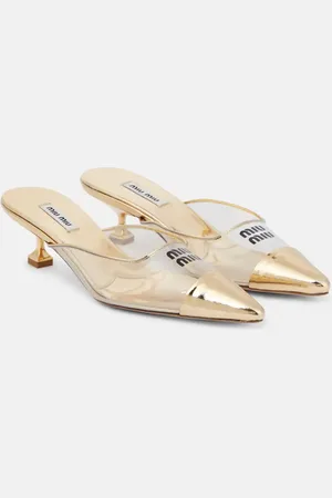 Miu Miu Mules à logo en cuir et PVC