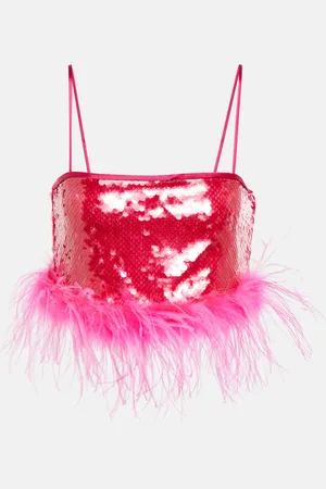GIUSEPPE DI MORABITO Top raccourci à sequins et plumes