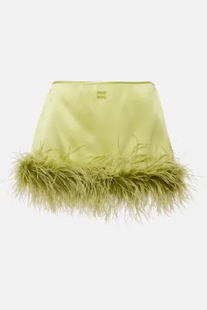 Miu Miu Mini-jupe en satin à plumes