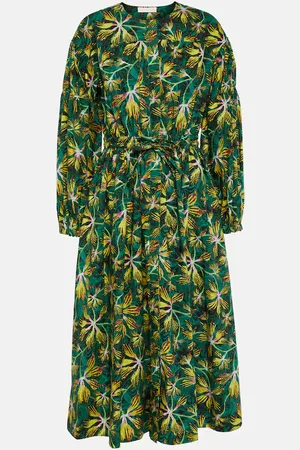 ULLA JOHNSON Robe midi Adalie en coton à fleurs
