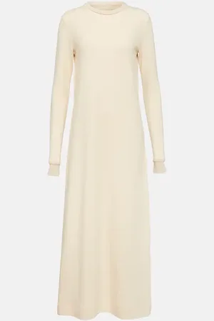 Jil Sander Robe midi en laine et coton