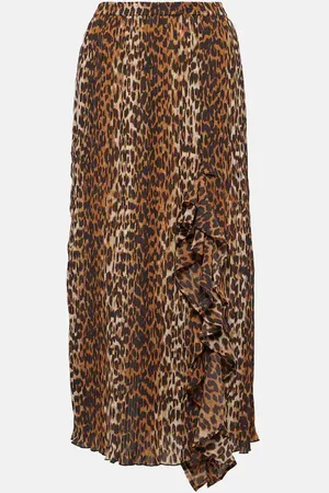 Ganni Jupe midi à motif léopard