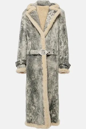 The Attico Manteau en cuir et shearling