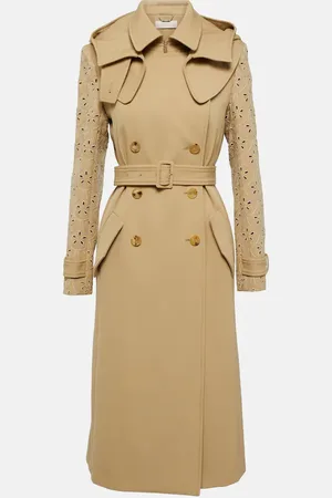 Chloé Chloé Trench-coat en laine vierge à broderies anglaises