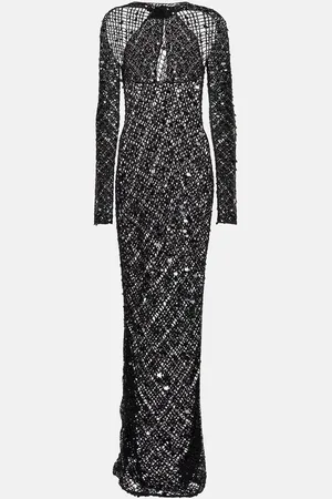 COPERNI Robe longue en crochet à sequins