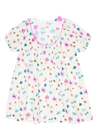 Il gufo Robe brodée en coton à fleurs