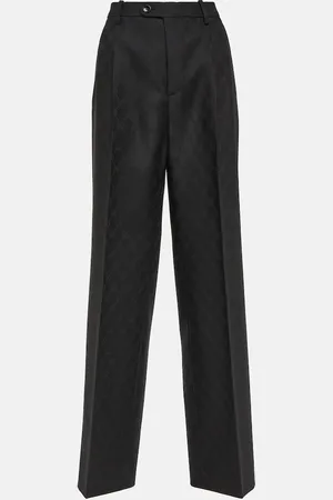 Gucci Pantalon droit à taille haute en jacquard GG de laine