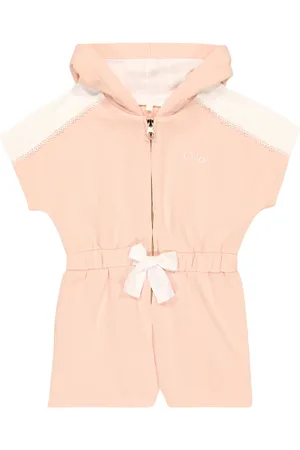 Chloé Chloé Kids Combi-short à capuche en coton