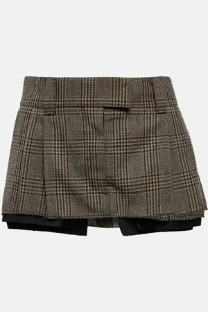 Miu Miu Mini-jupe en laine à carreaux