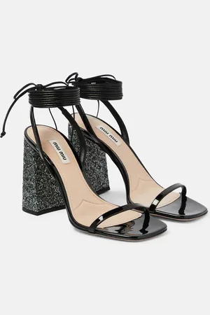 Miu Miu Sandales en cuir verni à paillettes