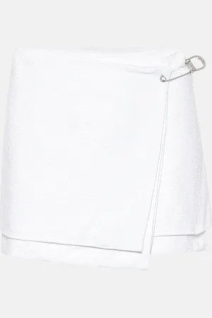 Prada Mini-jupe portefeuille en tweed de coton mélangé