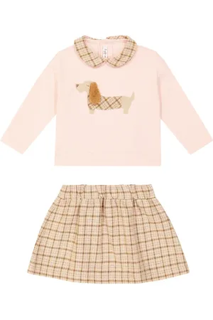Il gufo Bébé – Ensemble top et jupe en coton mélangé