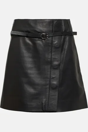 YVES SALOMON Mini-jupe portefeuille en cuir