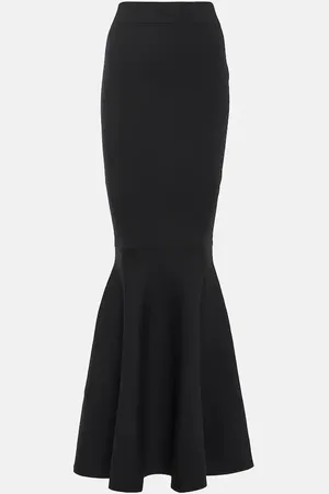 Nina Ricci Jupe longue à taille haute en laine mélangée