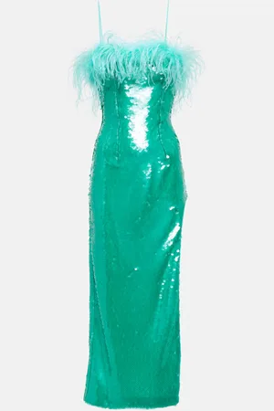 GIUSEPPE DI MORABITO Robe midi à sequins et plumes