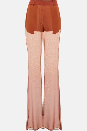 Nensi Dojaka Pantalon ample à taille mi-haute en soie