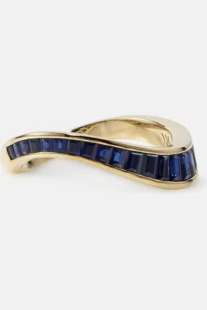 Rainbow K Bague Wave en or 9 ct et saphirs