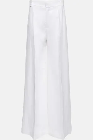 Chloé Chloé Pantalon ample à taille haute en lin et coton
