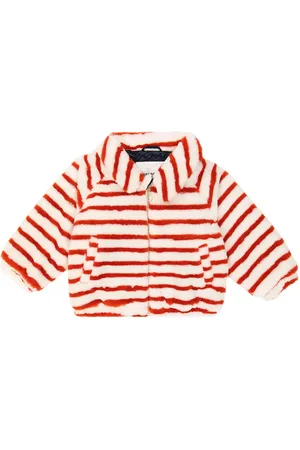 Mini Rodini Veste rayée en fourrure synthétique