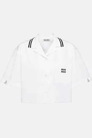 Miu Miu Chemise raccourcie en coton à logo