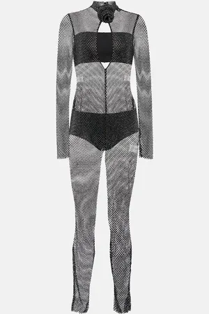 GIUSEPPE DI MORABITO Combi-pantalon en résille à cristaux