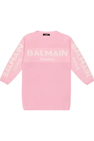 Balmain Robe pull en coton et cachemire à logo