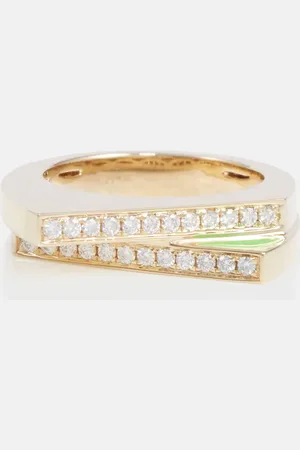 Rainbow K Bague Handcuff en or 14 ct, émail et diamants