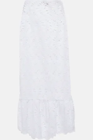 Giambattista Valli Jupe midi en coton à broderies anglaises