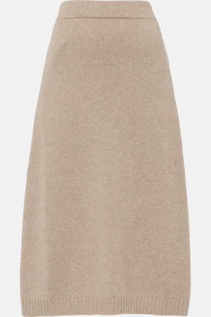 Brunello Cucinelli Jupe midi en laine, cachemire et soie