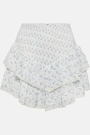 LOVESHACKFANCY Mini-jupe Stone en coton à fleurs
