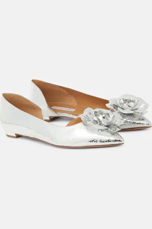 Aquazzura Ballerines Paris Rose en cuir métallisé