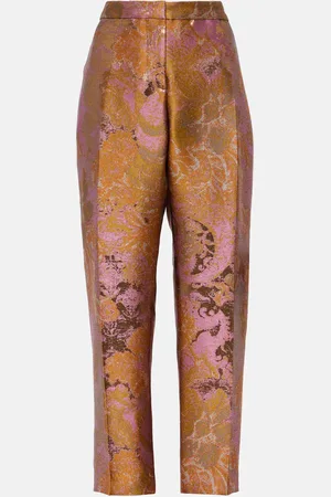 DRIES VAN NOTEN Pantalon droit à taille mi-haute imprimé