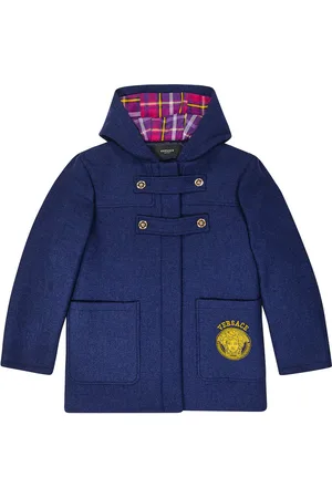 VERSACE Manteau en laine mélangée à logo