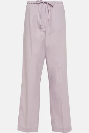 Totême Pantalon droit à taille ahute en coton mélangé