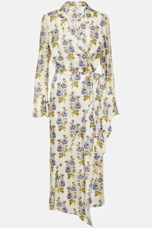 Etro Robe portefeuille midi en soie et coton