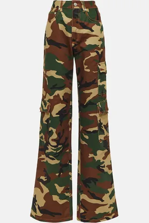 Alessandra Rich Pantalon cargo en coton à motif camouflage