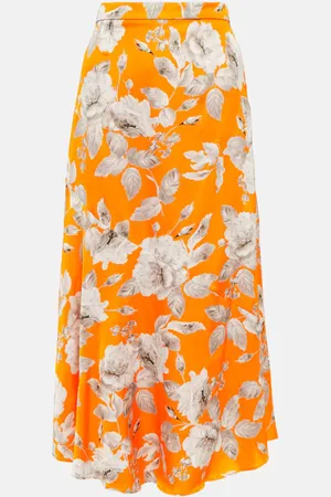 Erdem Jupe midi Griselda en satin de soie mélangée à fleurs