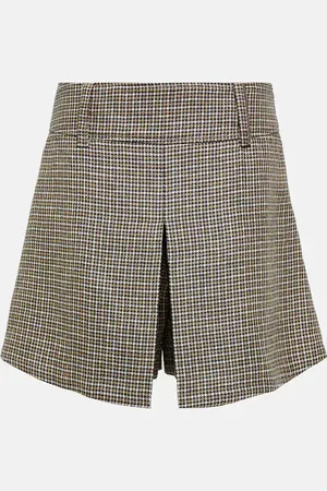 Brunello Cucinelli Jupe-short en lin mélangé à carreaux
