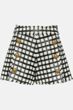 Balmain Short en laine mélangée à carreaux