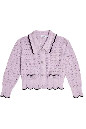 Self-Portrait Cardigan en crochet de coton et laine